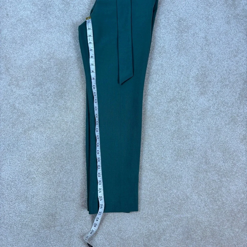 LOFT Marisa Tie Waist Dress Pants Dark Green Straight Leg Size 4 Office Workwear